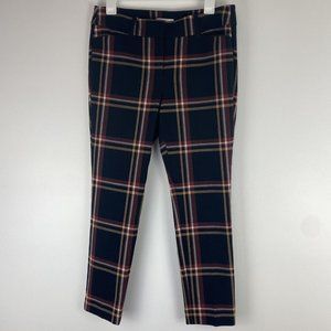 Loft Outlet Women's Skinny Ankle Petite Pants Size 6 Plaid Black Red Tapered